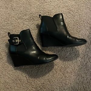 Black Wedge Booties